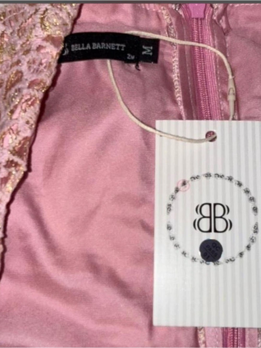NWT Bella Barnett Elegant Pink Long Sleeve Dress. Size M. New w tags in Box! - Picture 10 of 12
